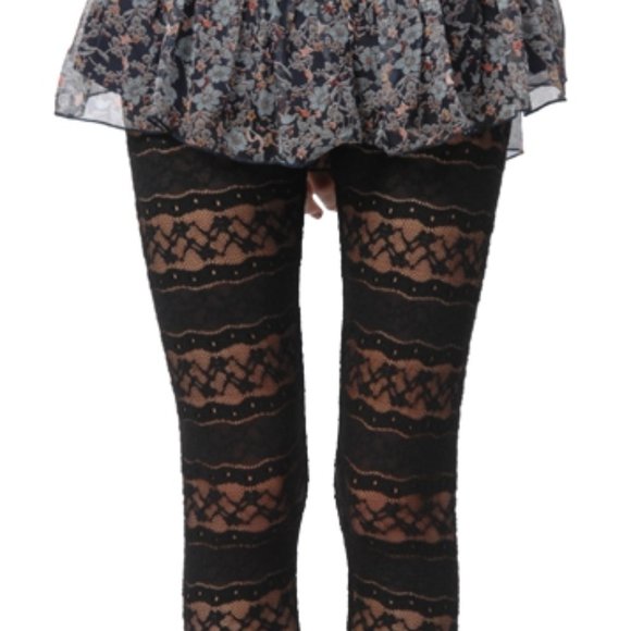 Black Lace Detail Leggings - Picture 2 of 4